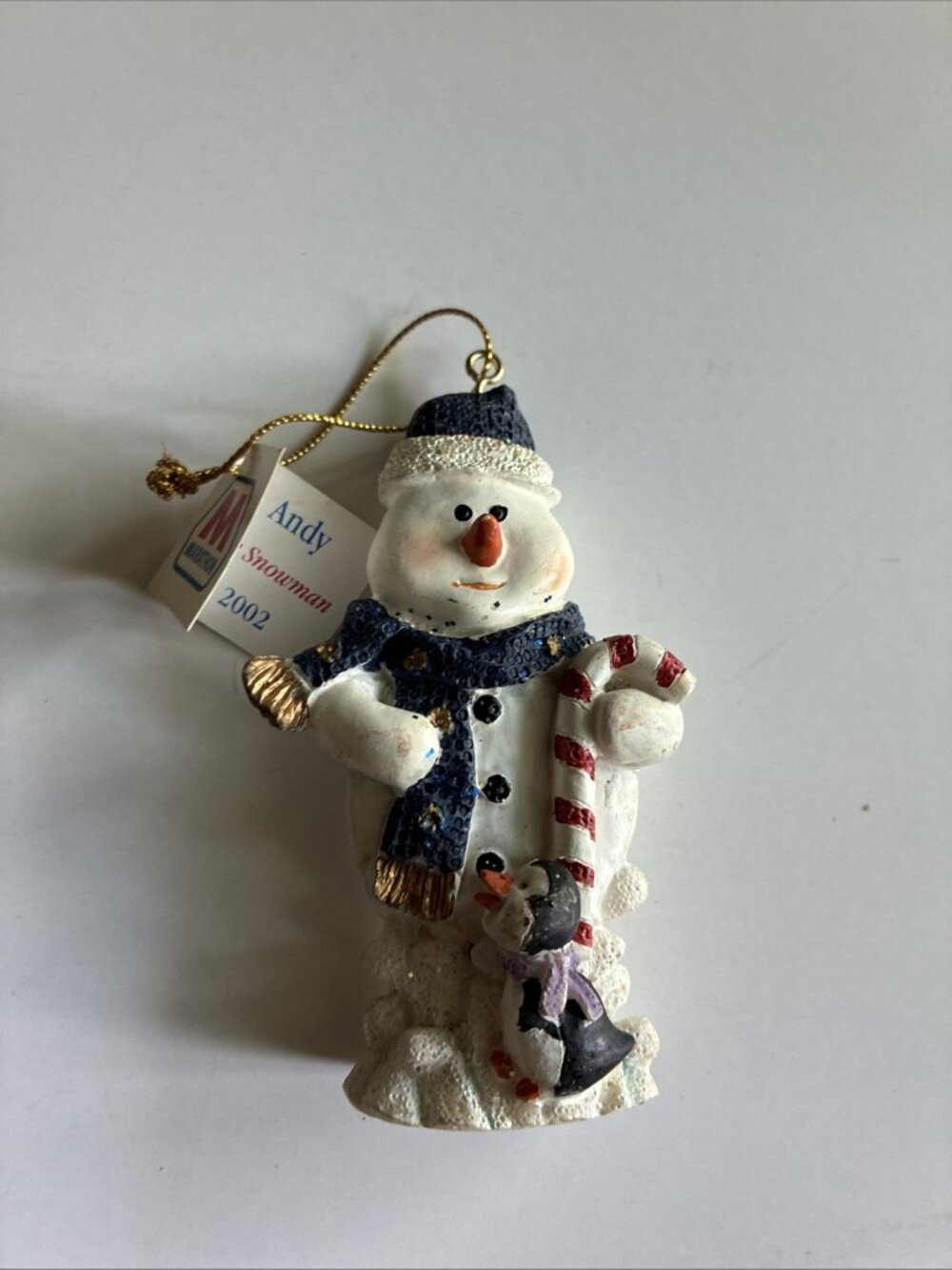 Vintage Marathon Andy The Snowman 2002 Christmas Ornament Penguin Holiday